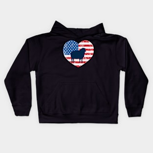 American Flag Heart Love Sheep Usa Patriotic 4Th Of July Kids Hoodie